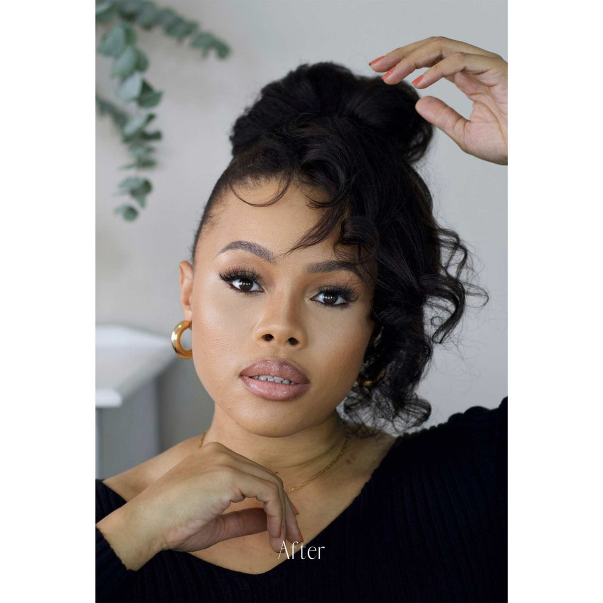 Frontrow Brown Black Kinky Straight 20inch Clip in Ponytail