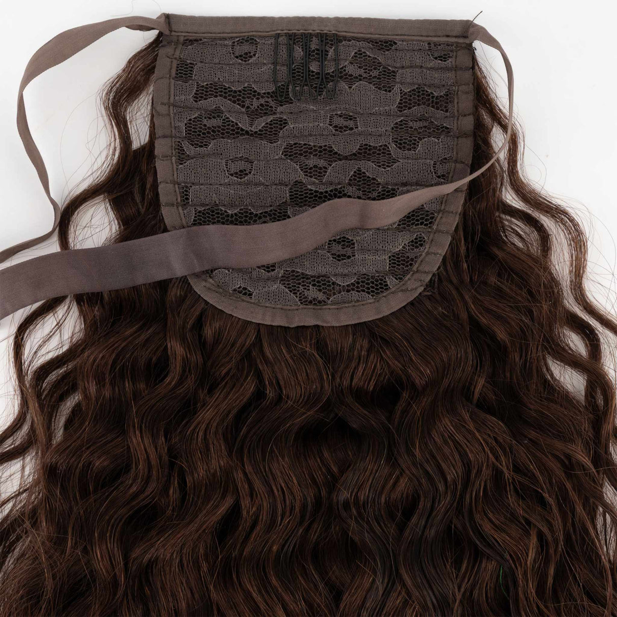 Frontrow Dark Brown Curly 20inch Clip in Ponytail