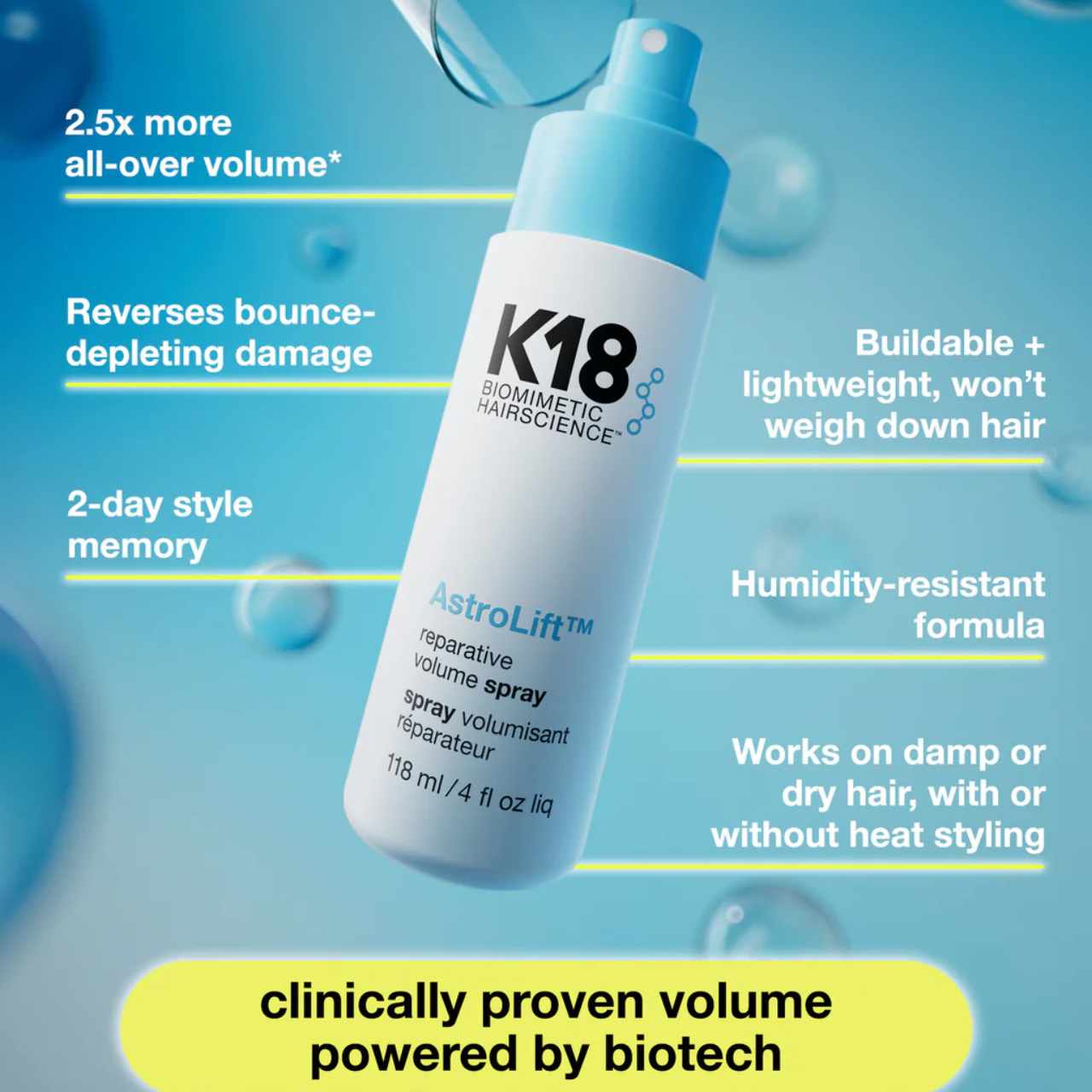 K18 AstroLift Reparative Volume Spray 118ml