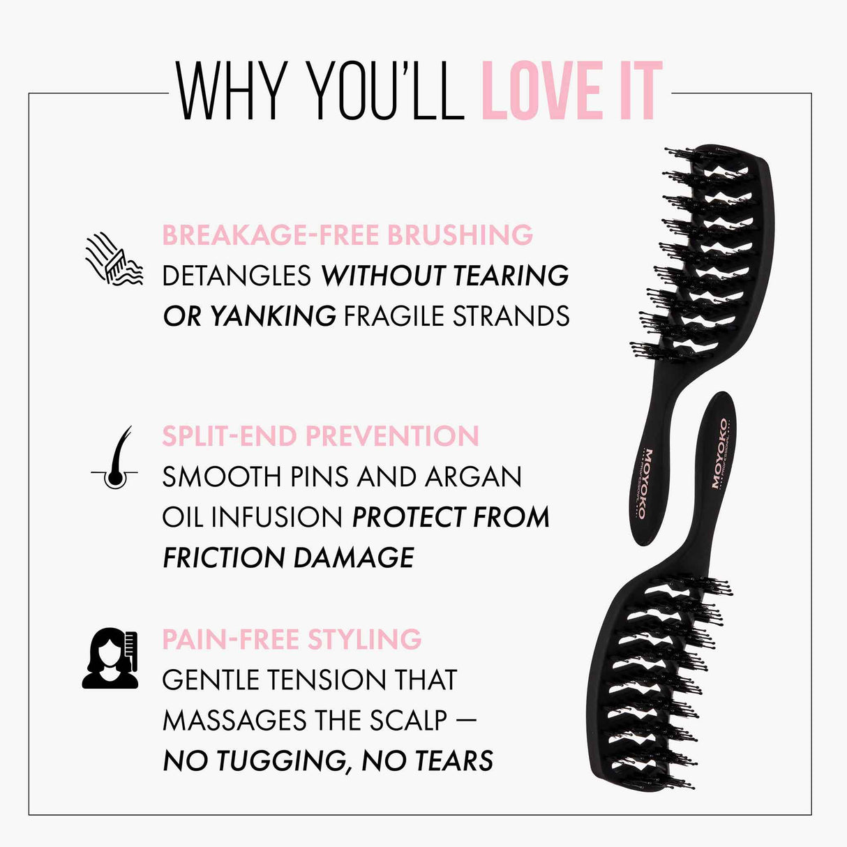 Mycro Keratin Moyoko Detangling Brush - Black