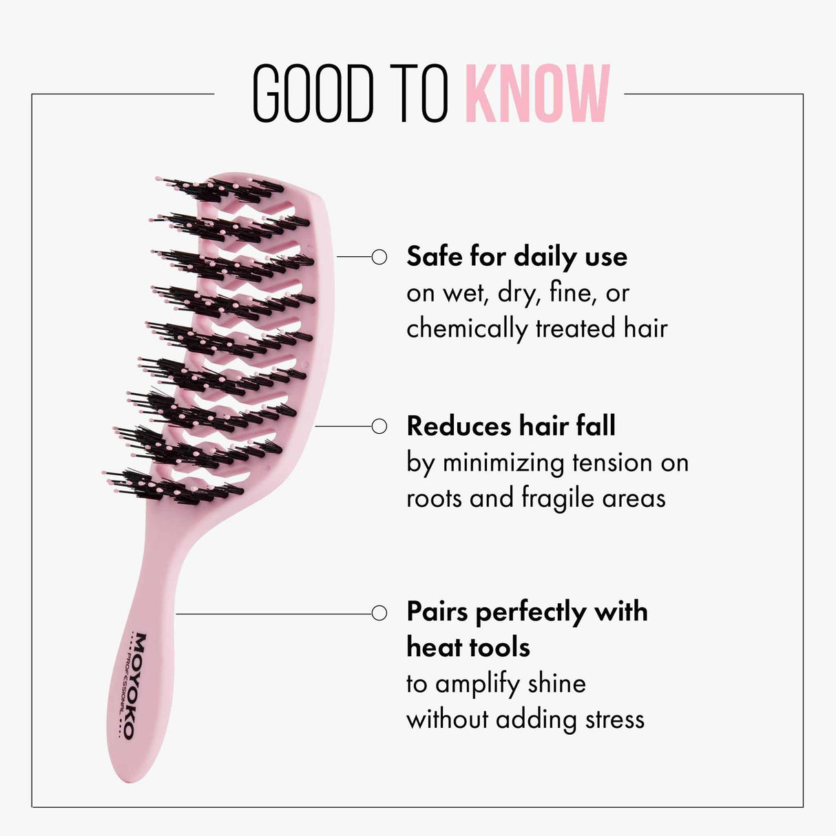 Mycro Keratin Moyoko Detangling Brush - Pastel Pink