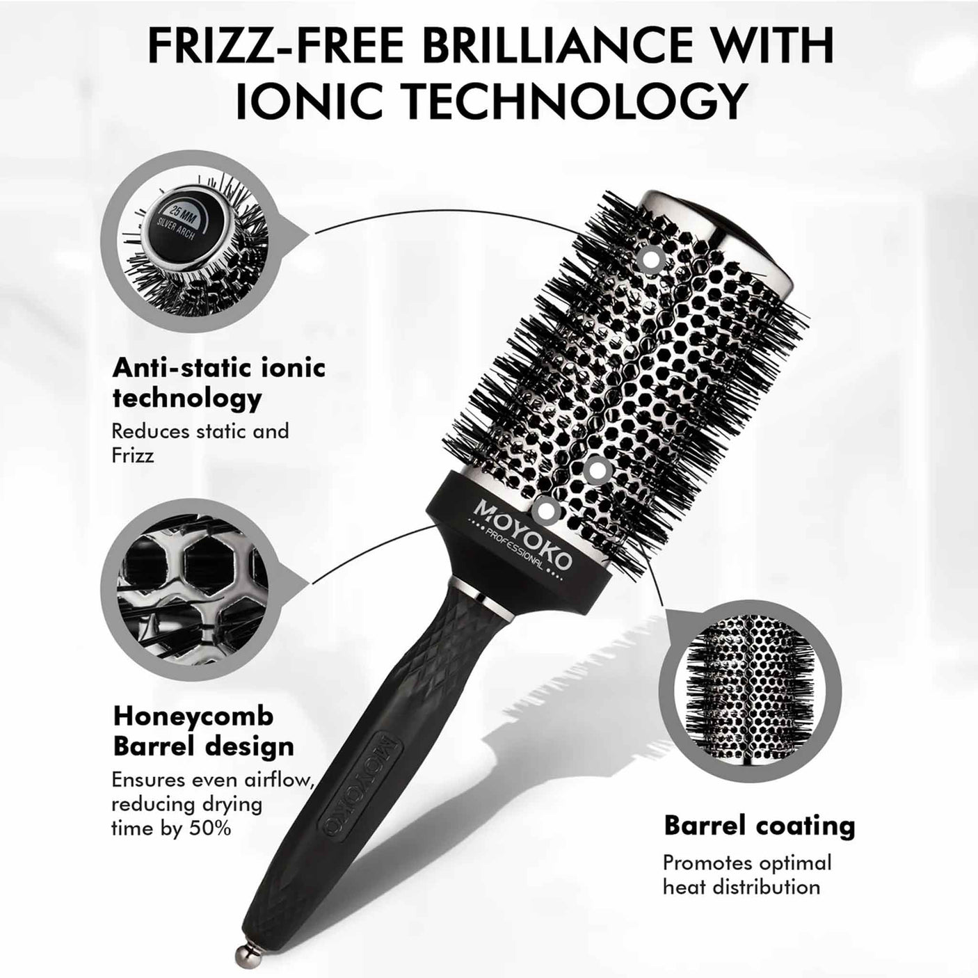 Mycro Keratin Moyoko Silver Arch Round Brush – 25mm