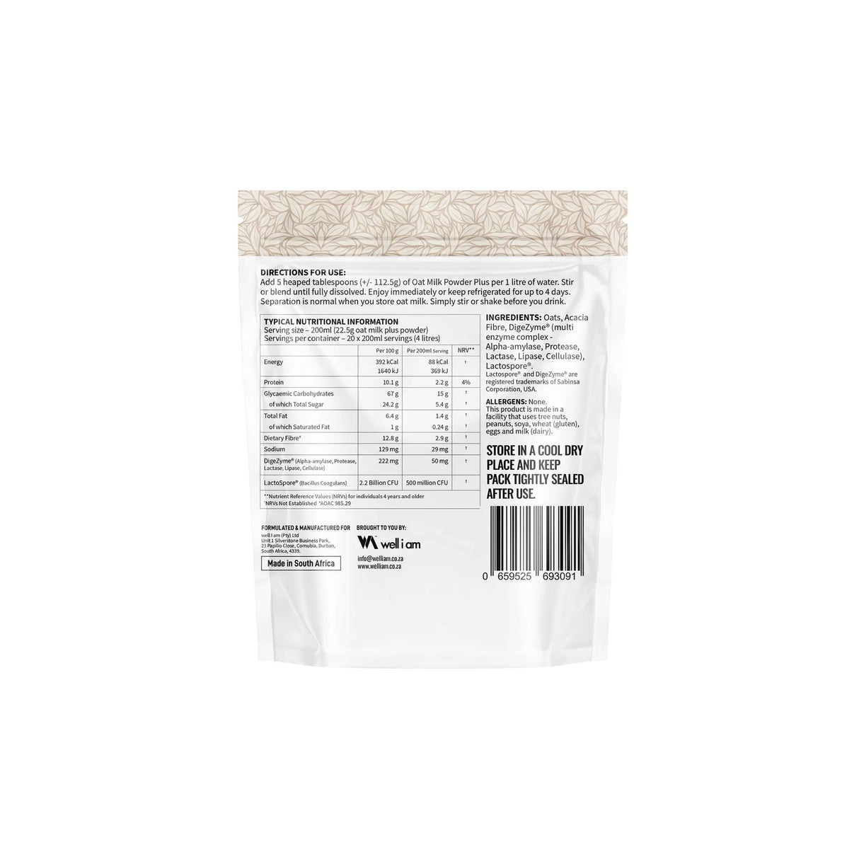 Nature's Nutrition 100% Instant Oat Milk Powder PLUS 450g