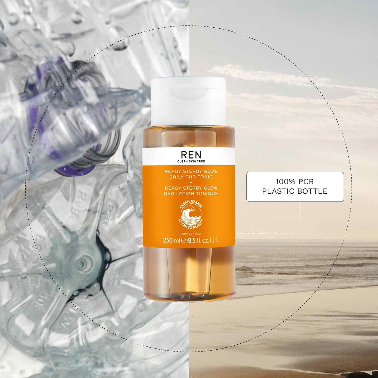 REN Radiance Ready Steady Glow Daily AHA Tonic 250ml