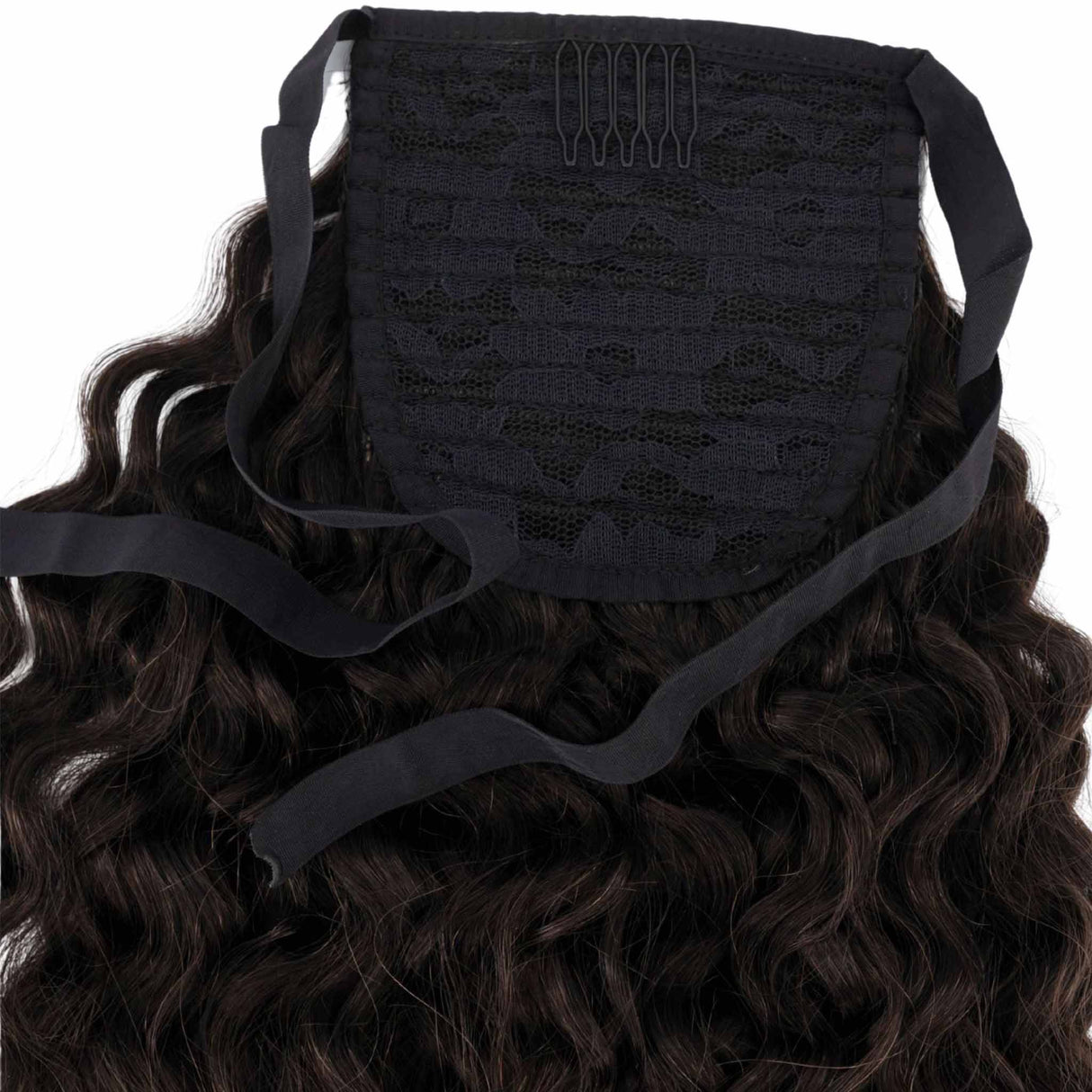 Frontrow Brown Black Curly 20inch Clip in Ponytail