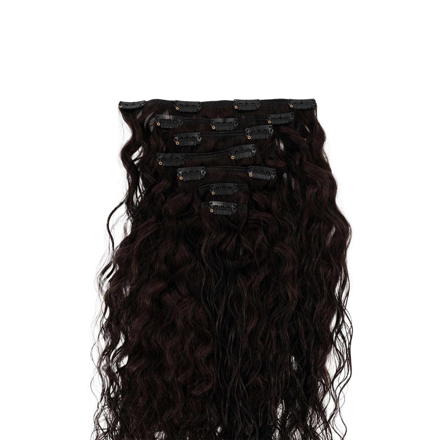 Front Row Brown Black Curly Clip-in Extensions 120g