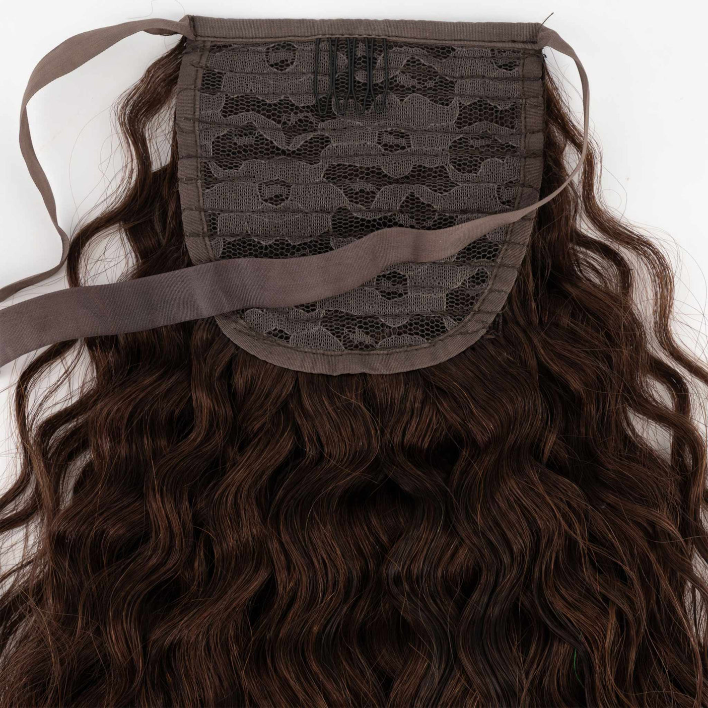 Frontrow Dark Brown Curly 20inch Clip in Ponytail