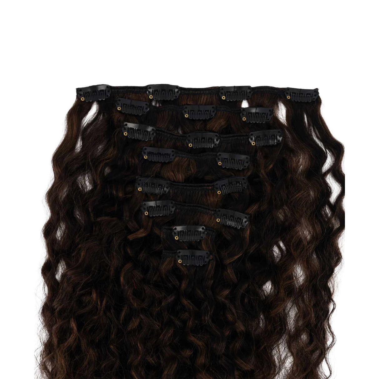 Frontrow Rooted Mixed Chocolate Curly Clip-in Extensions 120g