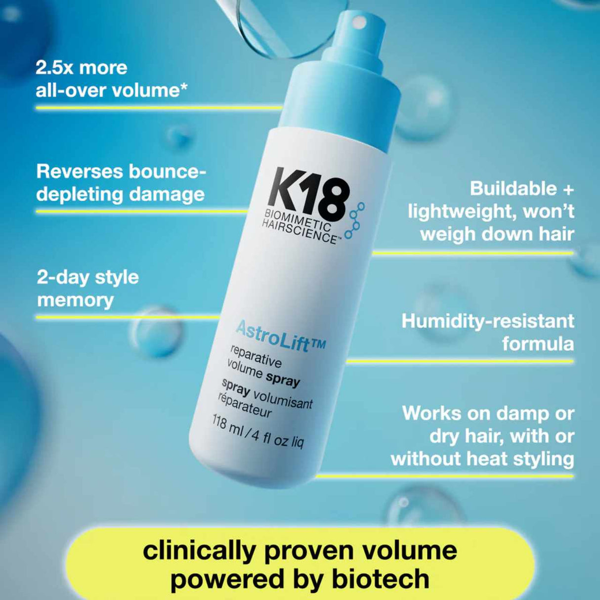 K18 AstroLift Reparative Volume Spray 118ml