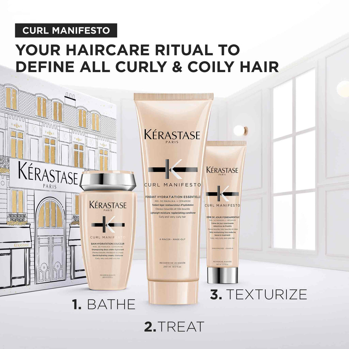 Kérastase Curl Manifesto Hydrating Gift Set  for Curly, Very Curly & Coily Hair  - Complimentary Shampoo