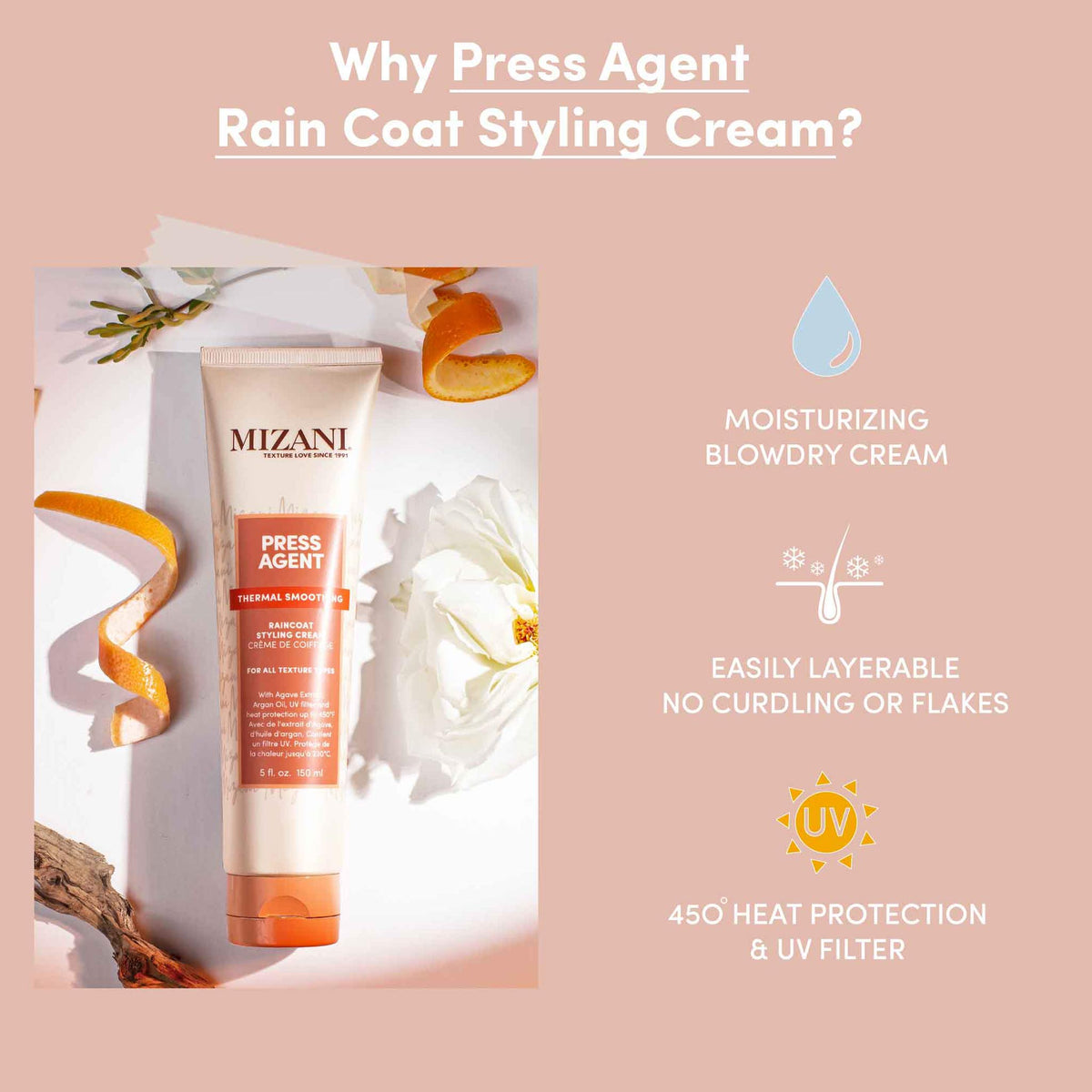 Mizani Press Agent Thermal Smoothing Raincoat Styling Cream 150ml