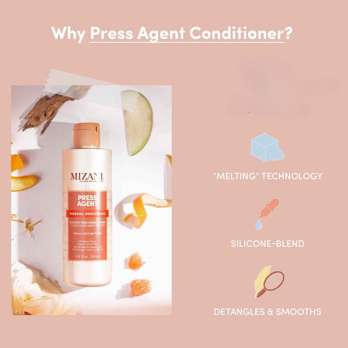Mizani Press Agent Thermal Smoothing Sulfate-Free Conditioner 250ml
