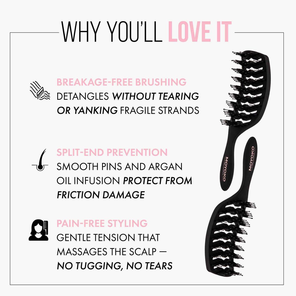 Mycro Keratin Moyoko Detangling Brush - Black