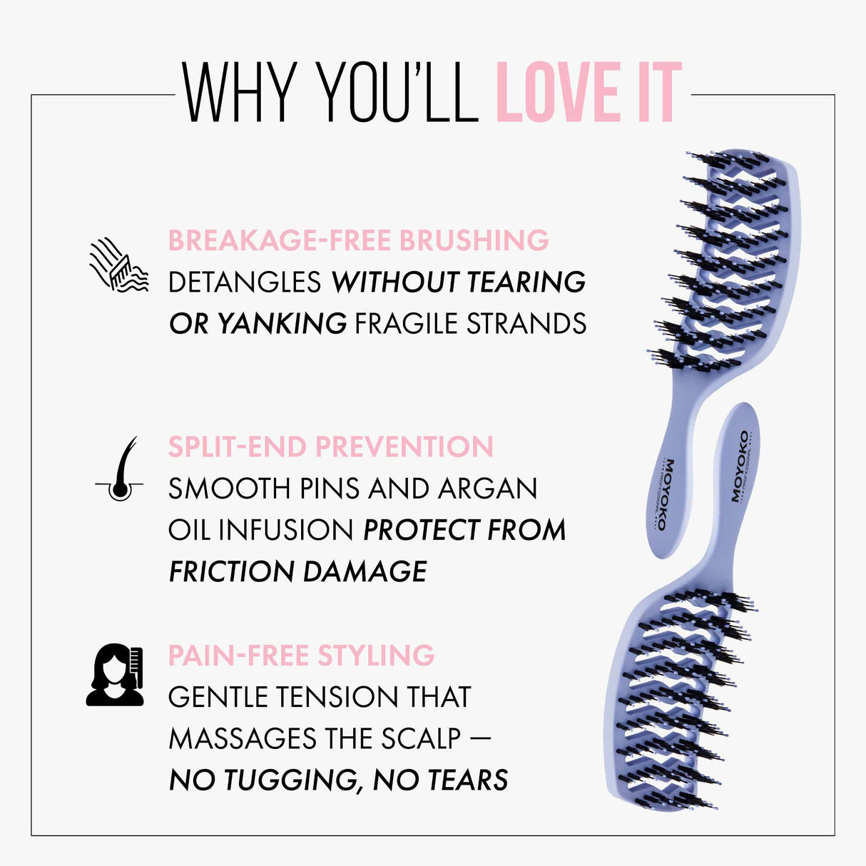 Mycro Keratin Moyoko Detangling Brush - Lilac