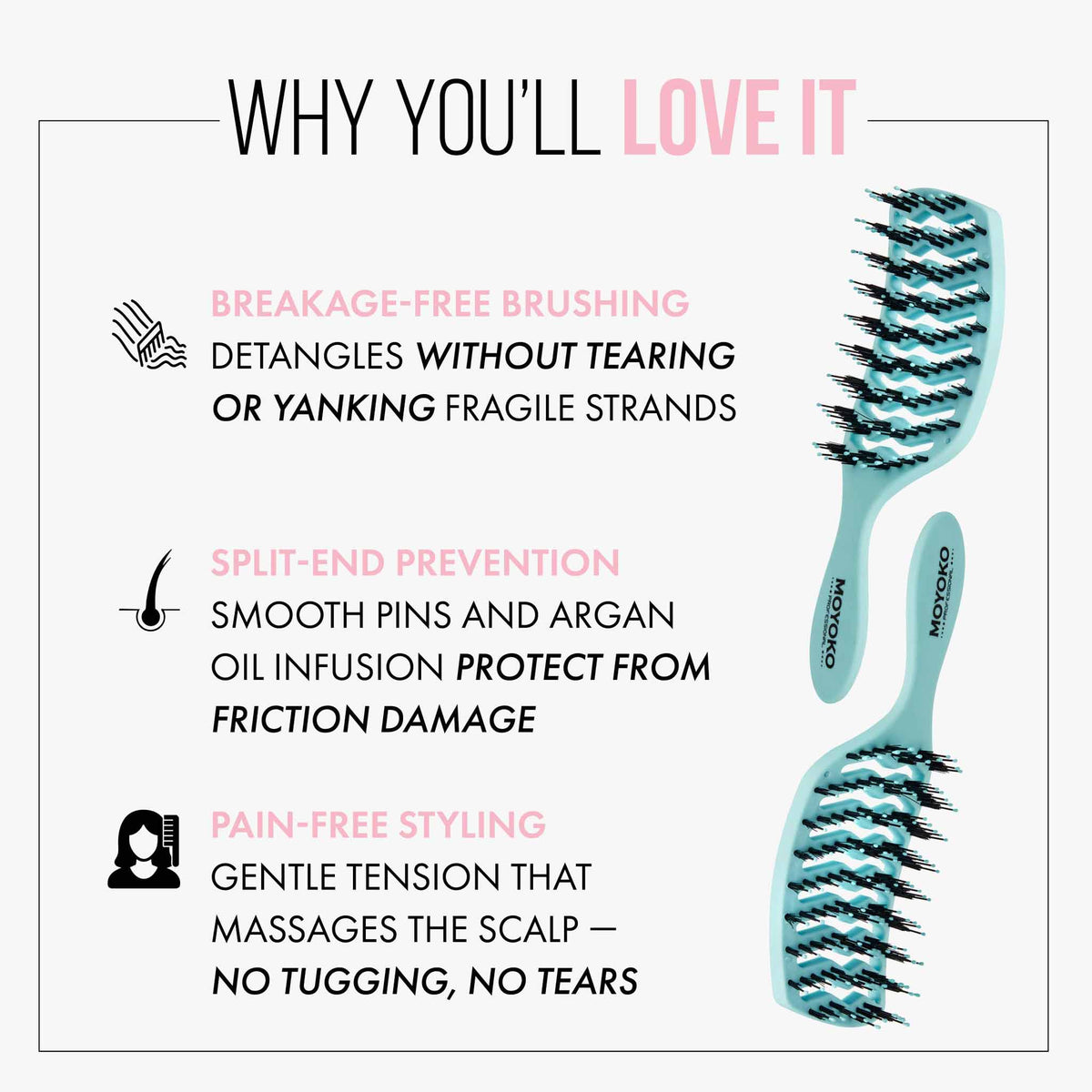 Mycro Keratin Moyoko Detangling Brush - Pastel Blue