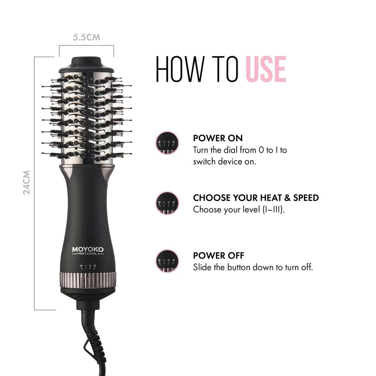 Mycro Keratin Moyoko Mini Magnitude Blowbrush – Black