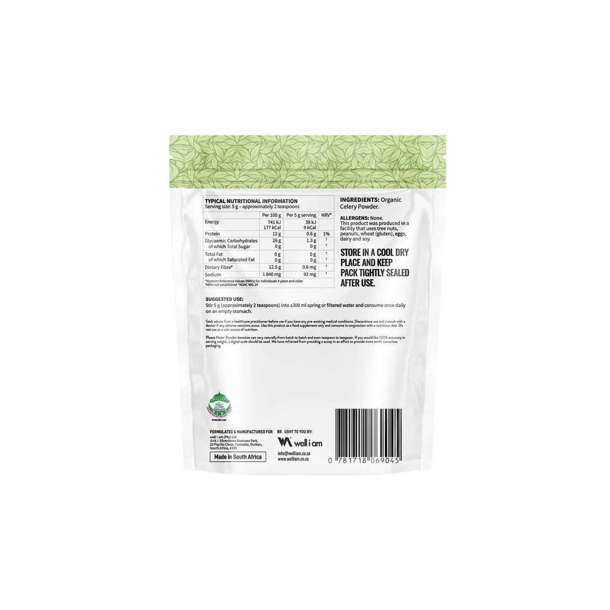 Nature's Nutrition Organic Super Celery 250g