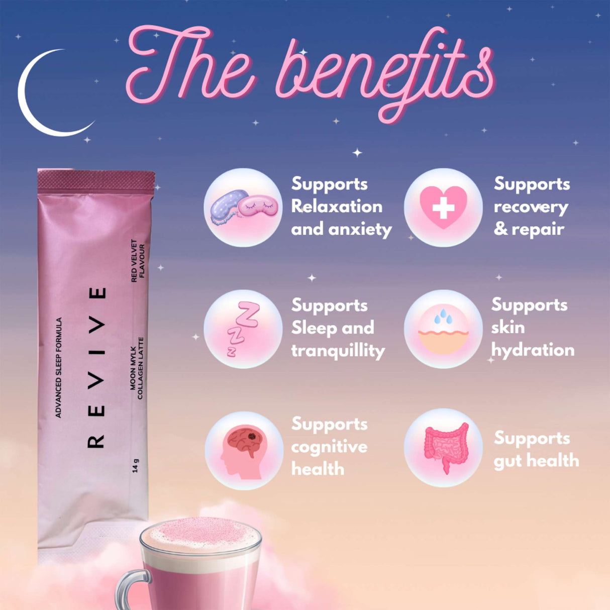 Revive Moon Mylk Collagen Latte - Advanced Sleep Formula Latte - Red Velvet
