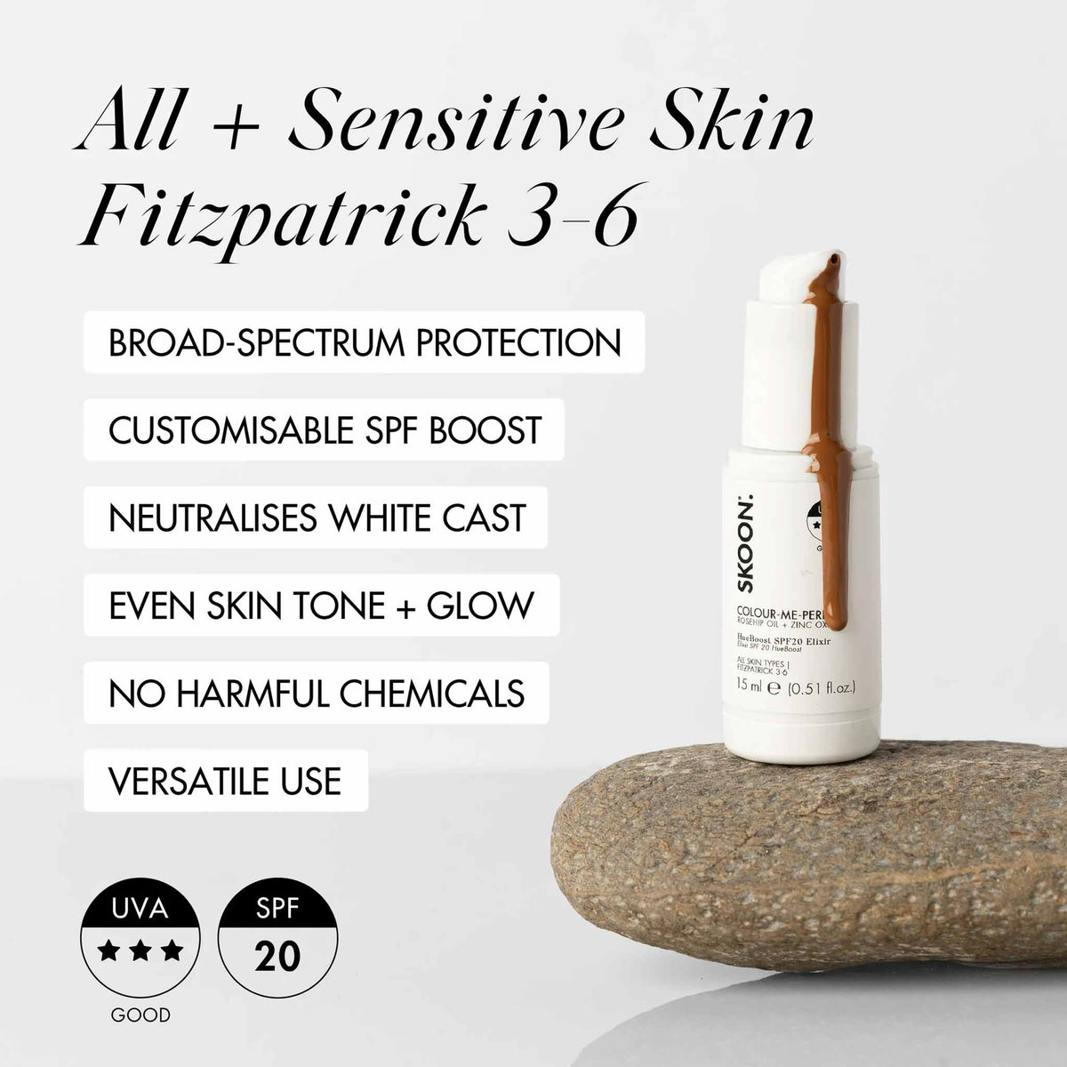 SKOON COLOUR-ME-PERFECT HueBoost SPF20 Elixir 15ml