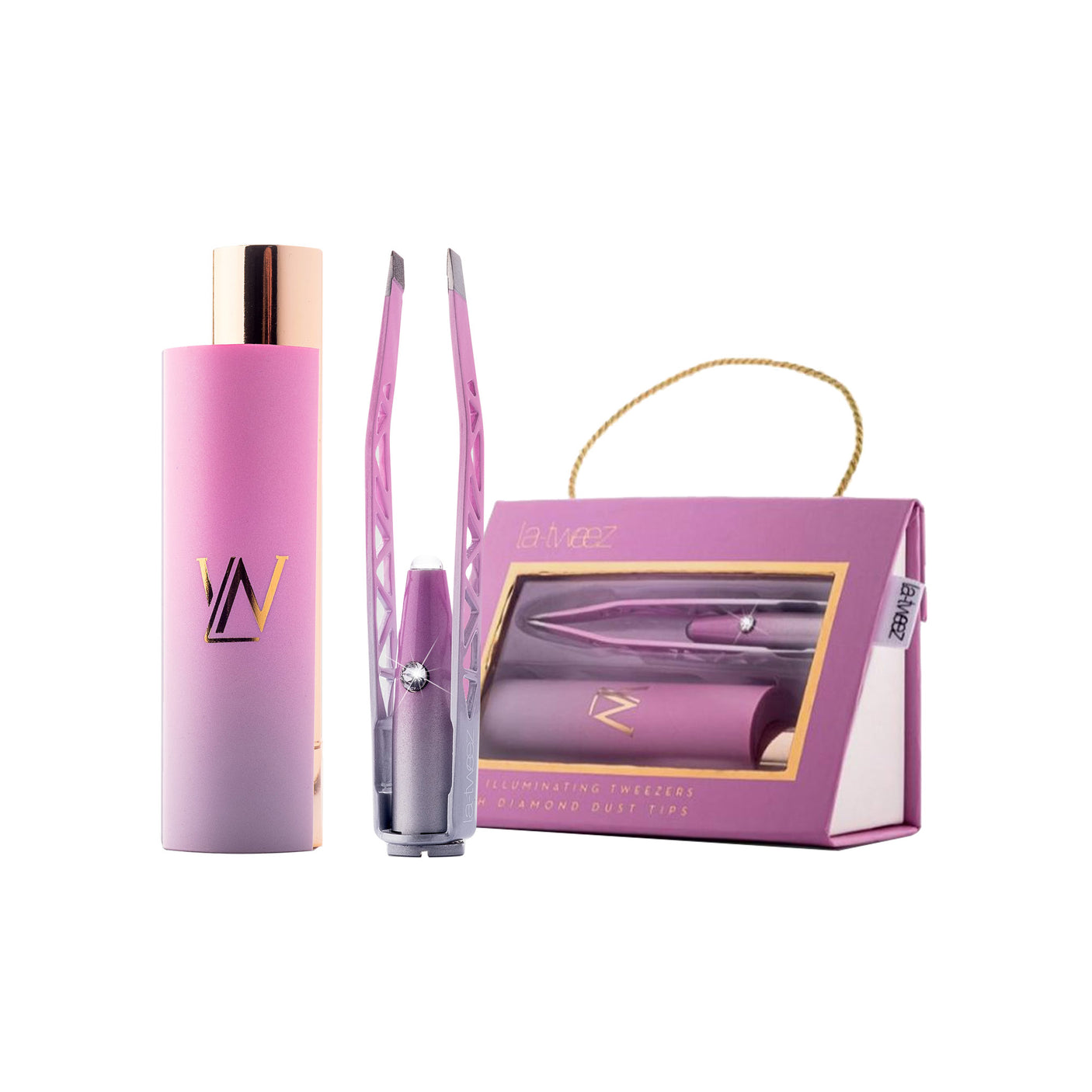 La Tweez Pink Ombre Pro Illuminating Tweezers + Diamond Dust Tips